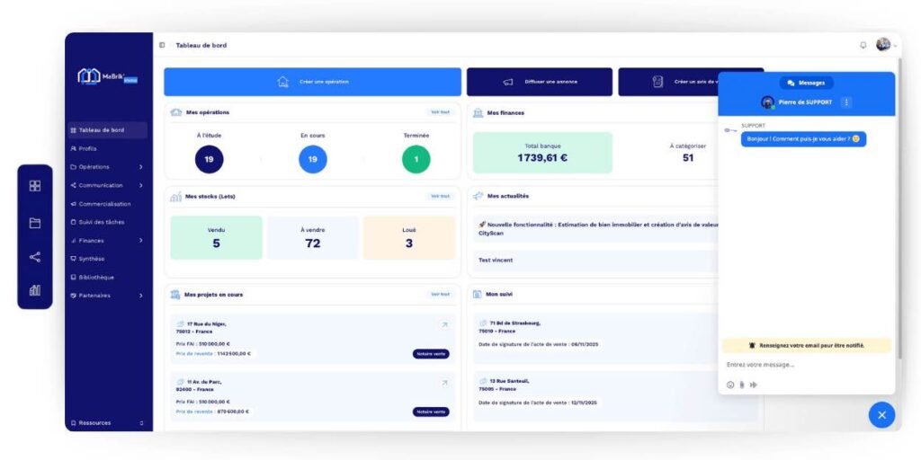 Chatbot MaBrik Immo Marchand de biens