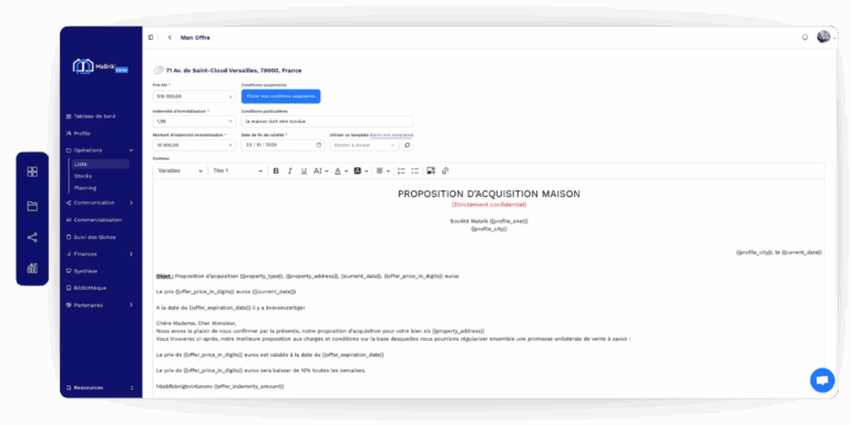 lettre offre logiciel marchand de biens MaBrik Immo